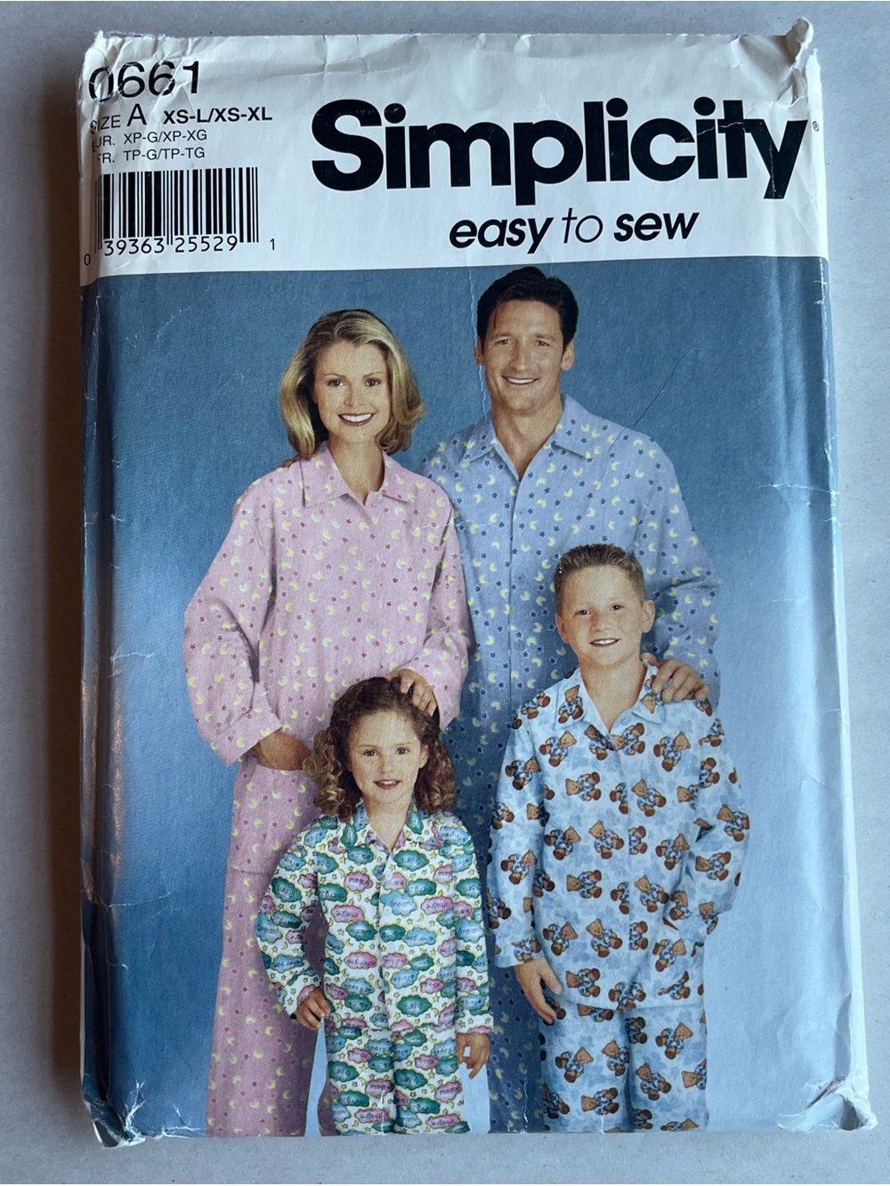 Simplicity 0661 Unisex Childs, Teens, Adults Pajamas Multi Size Sewing Pattern